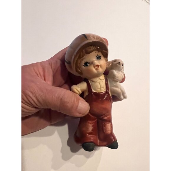 Vintage "Fine Quality Lego" Porcelain Newsboy w/ Puppy 4.5" Hand-Painted Lefton - Picture 6 of 6